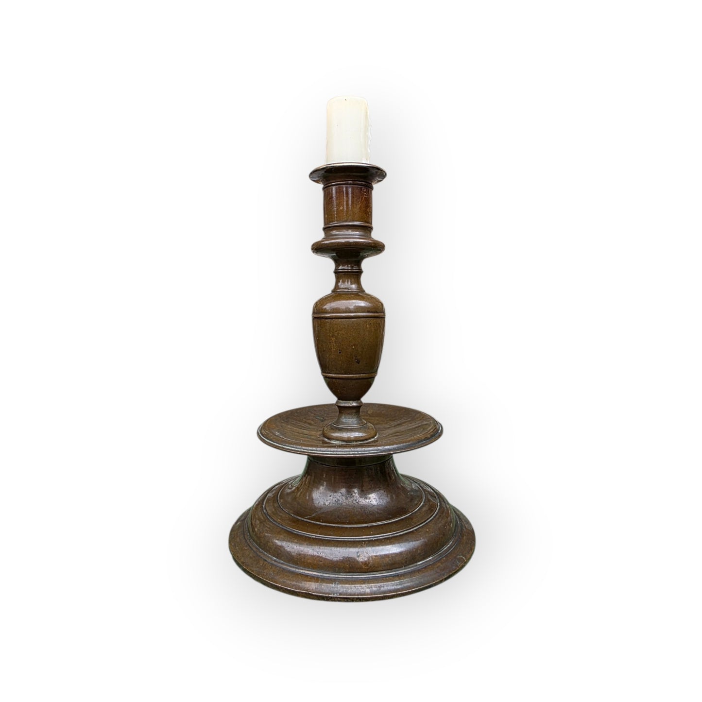 Early 17th-Century Antique Brass Nuremberg-Made Candlestick, circa. 1600-1620