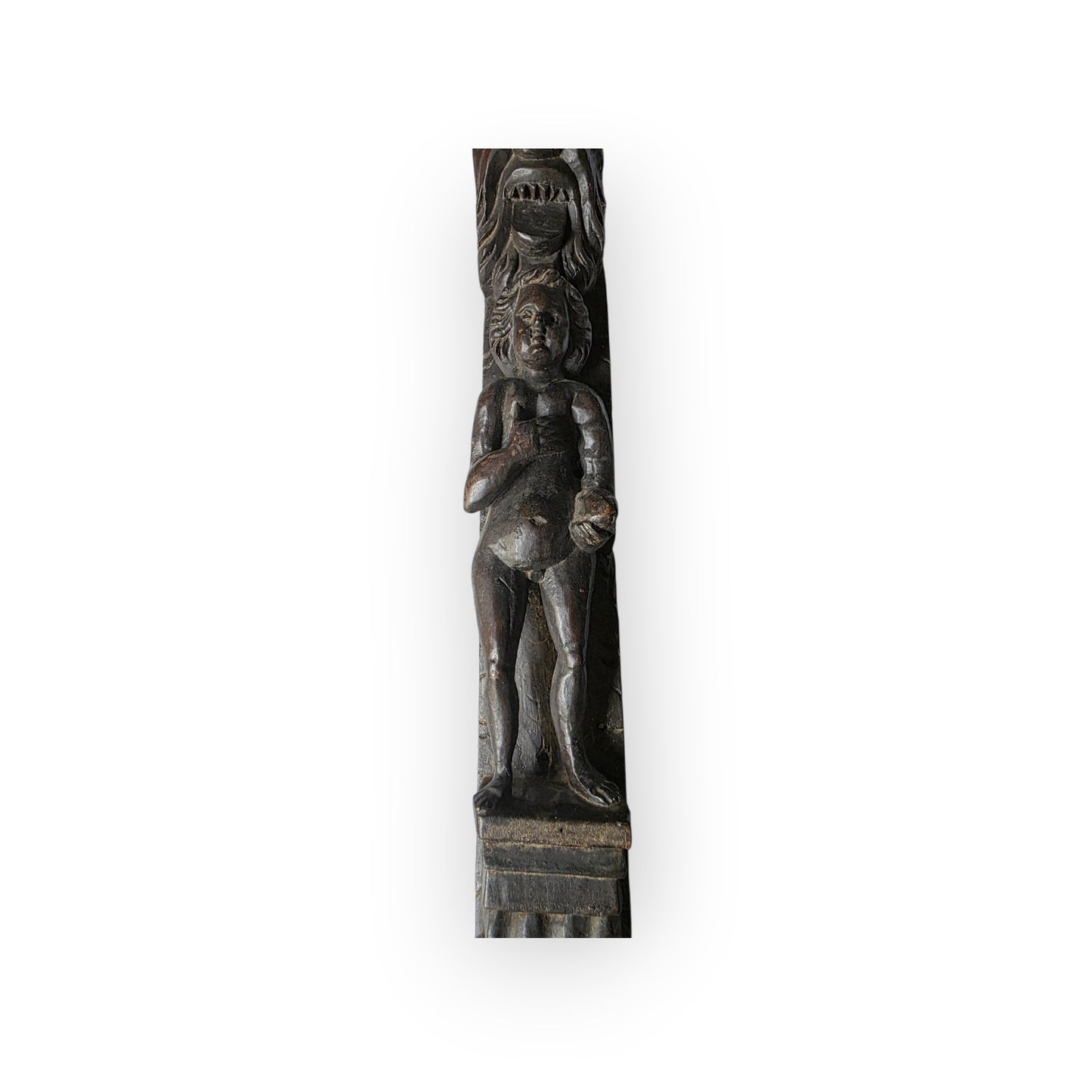 Mid 17th-Century Antique Carved Walnut Term / Appliqué of Elongated Form