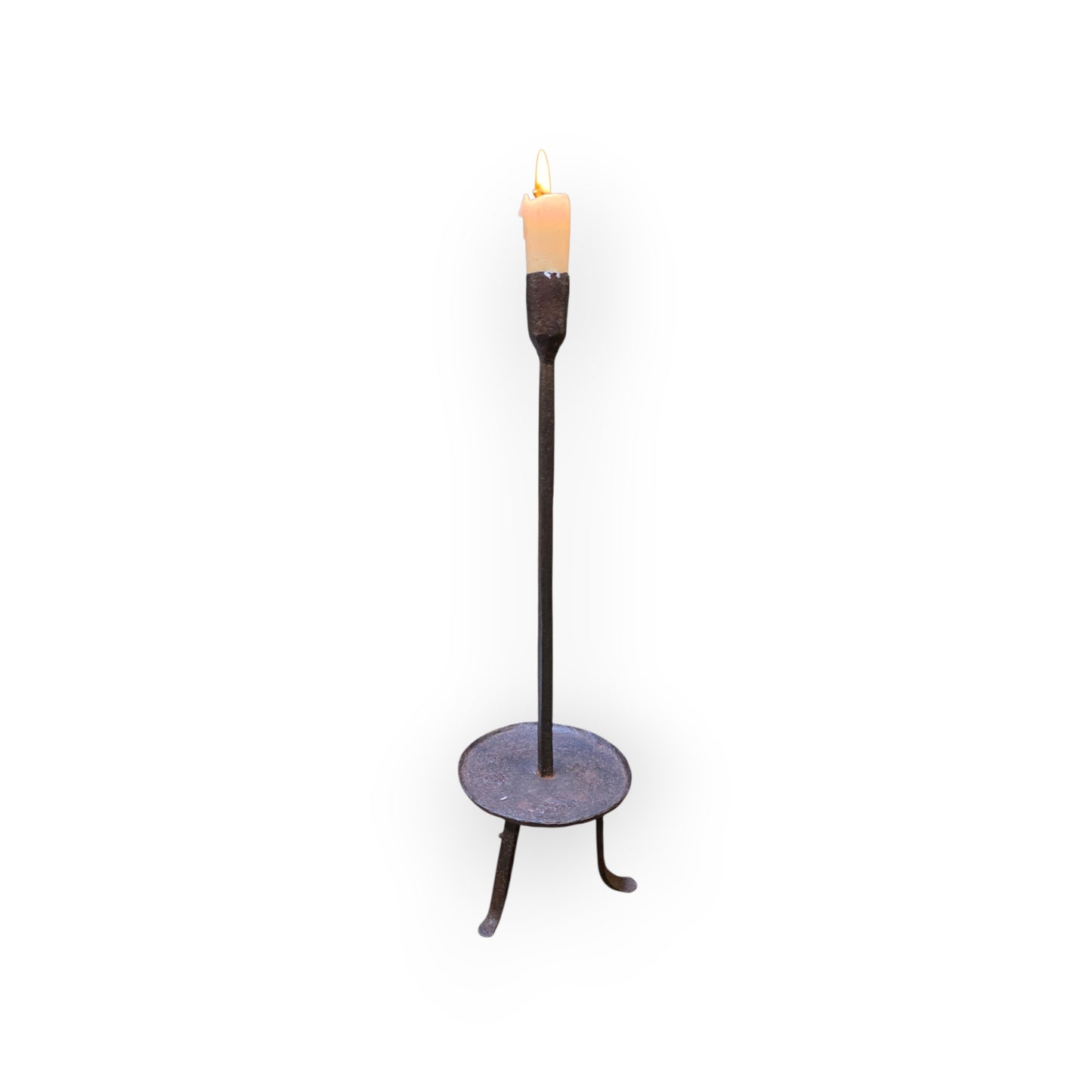 An 18th-Century English Antique Iron Tripod-Base Candleholder / Candlestick