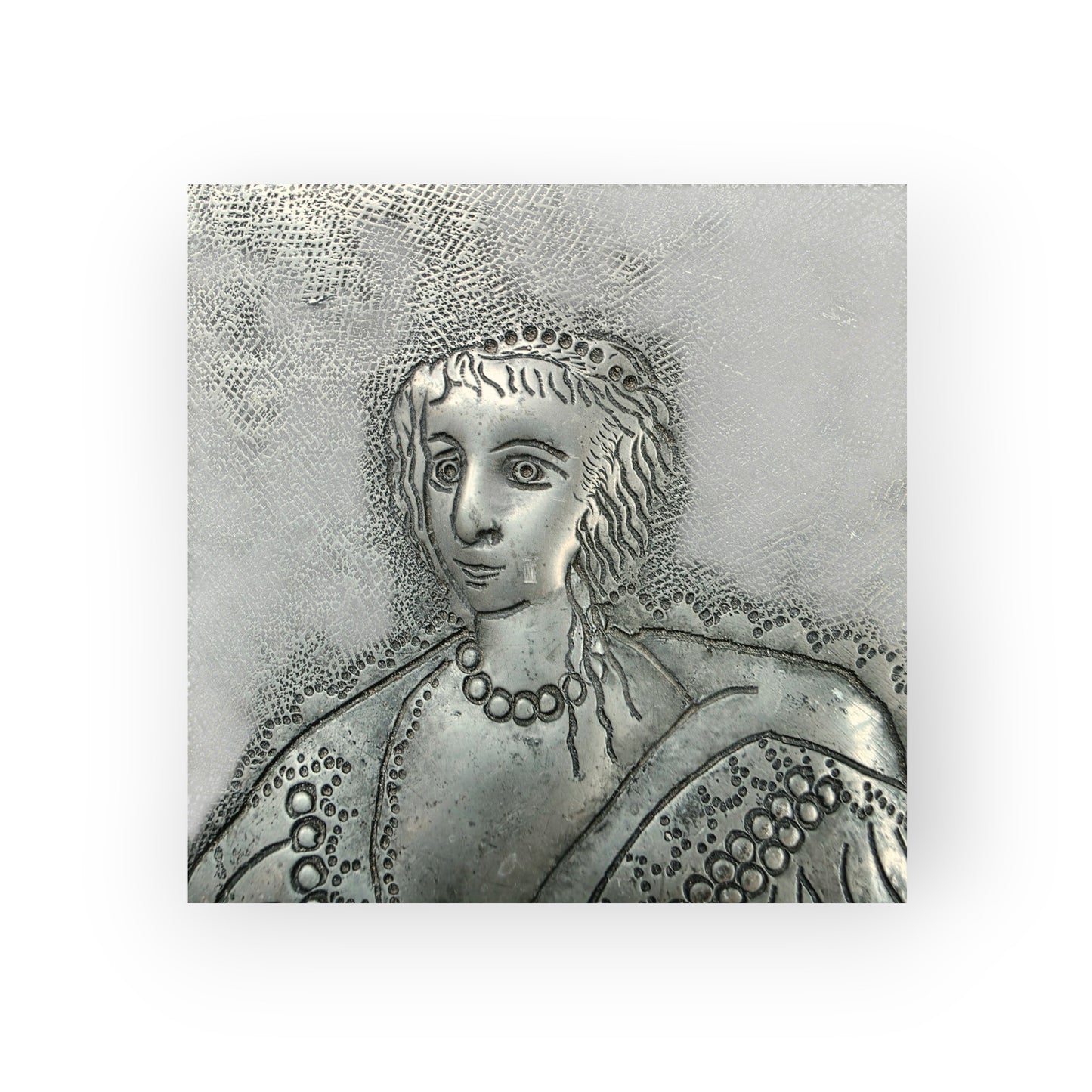 Rare Pair of 17th-Century Antique Pewter Chargers Depicting King Charles I & Henrietta Maria