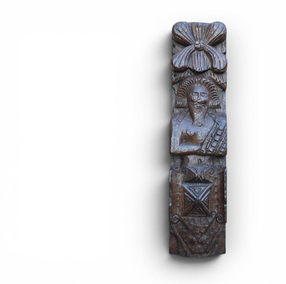 Late 16th-Century English Antique Carved Oak Term, circa 1600