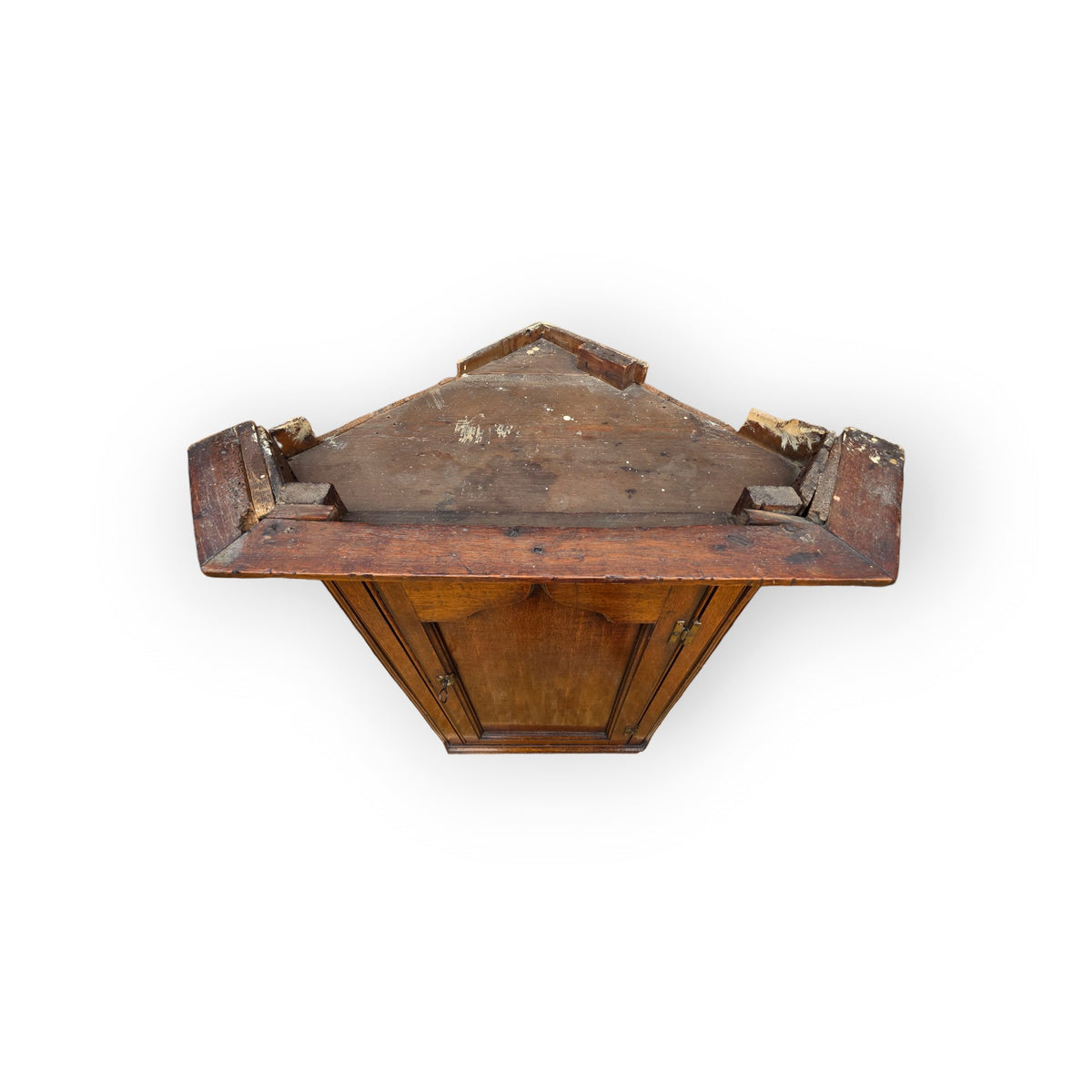 Late 18th-Century George III Antique Oak Hanging Corner Cupboard, Probably Welsh