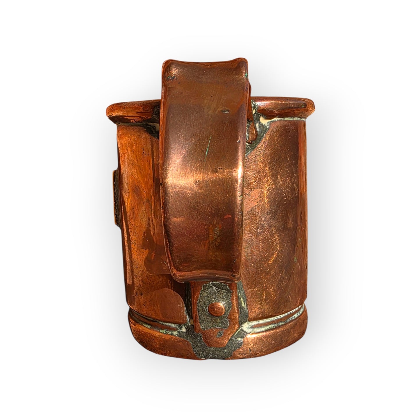 Rare 19th Century Victorian Copper Antique 2/3 Pint Measure with Applied Brass Capacity Plaque