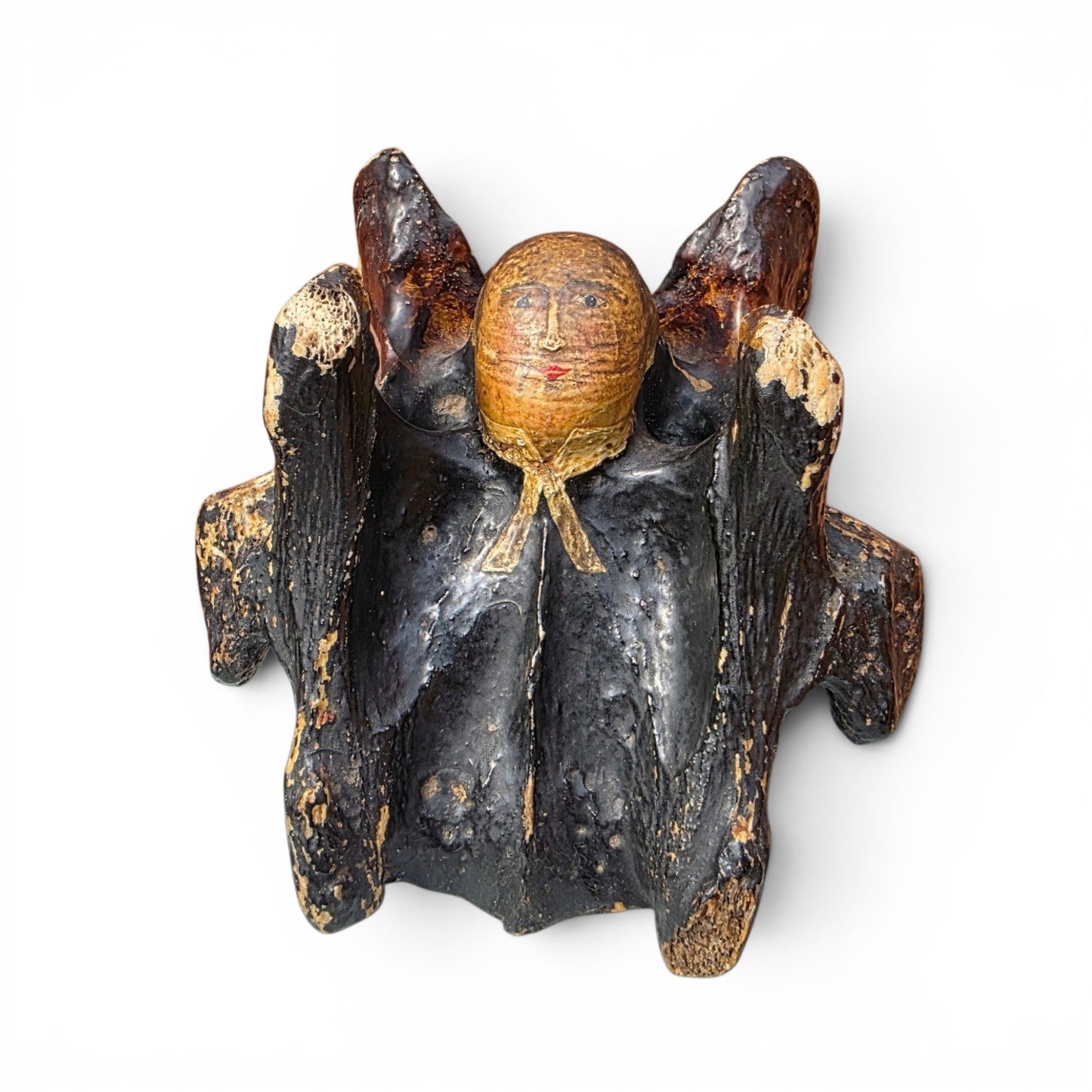 A Rare Early 19th Century English Folk Art "Wesley Bone" — A Horse Vertebra Painted as John Wesley Preaching