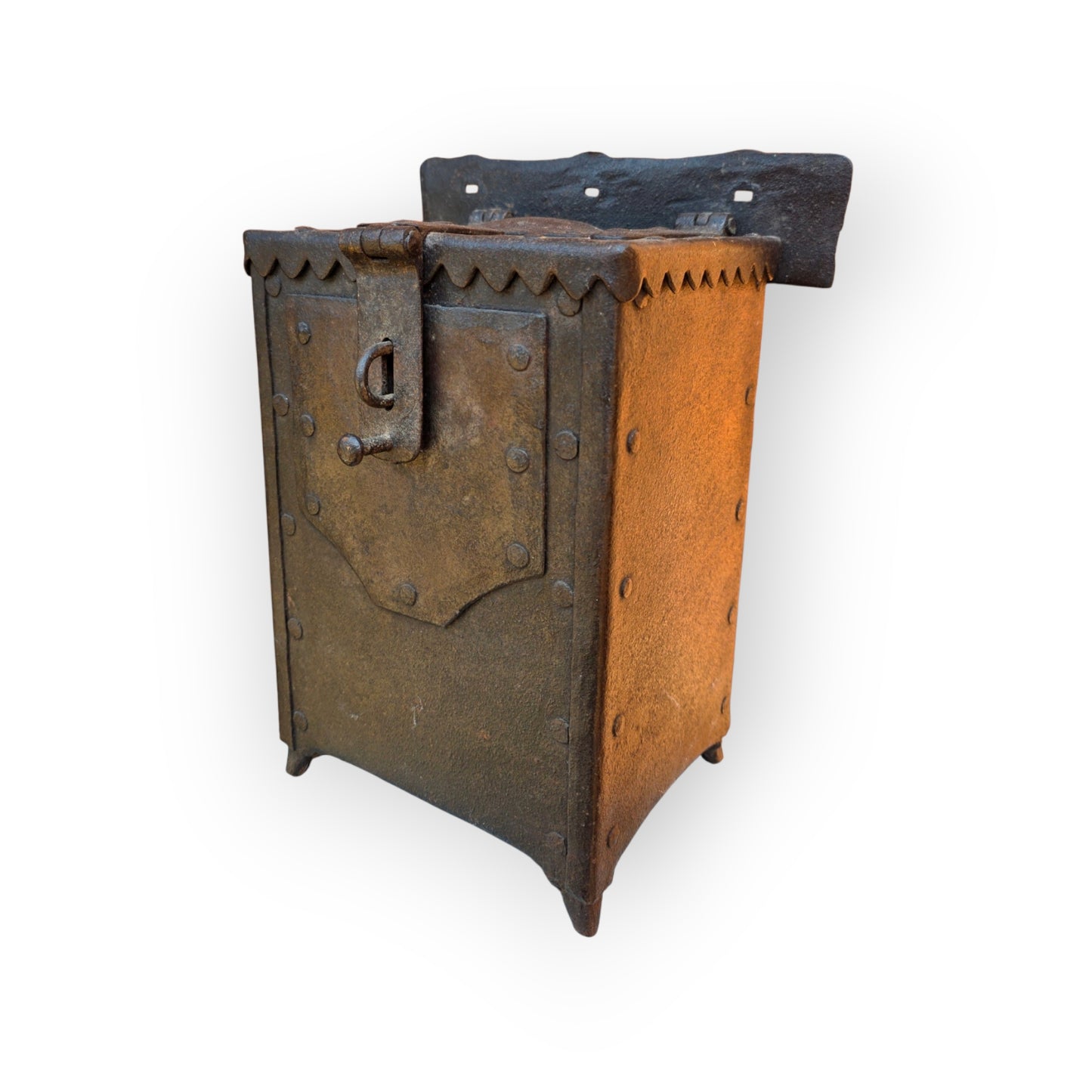 A 17th Century Antique Wrought Iron Alms Box for Wall Mounting, Probably German or Flemish