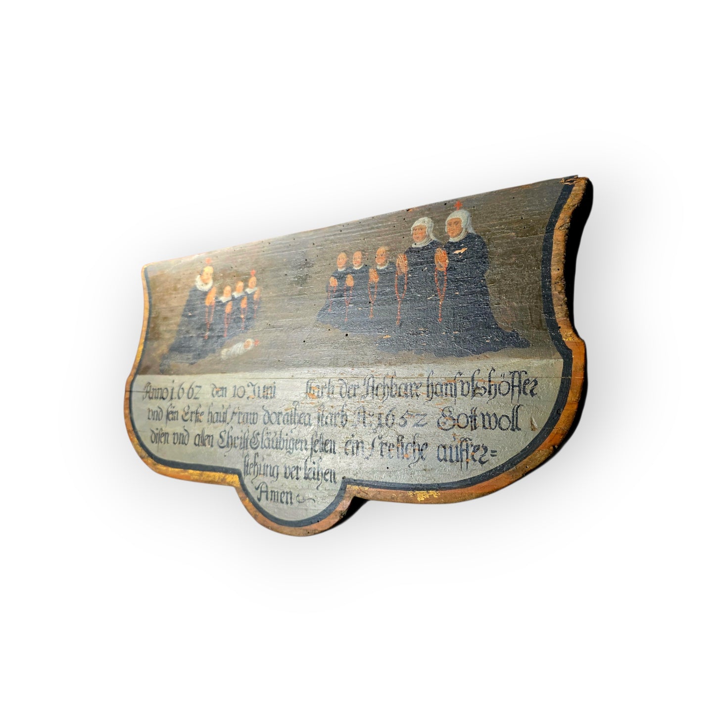 A Rare 17th Century South German Antique Memorial Panel (Totentafel) Dated 1662 — The Ulshöffer Family