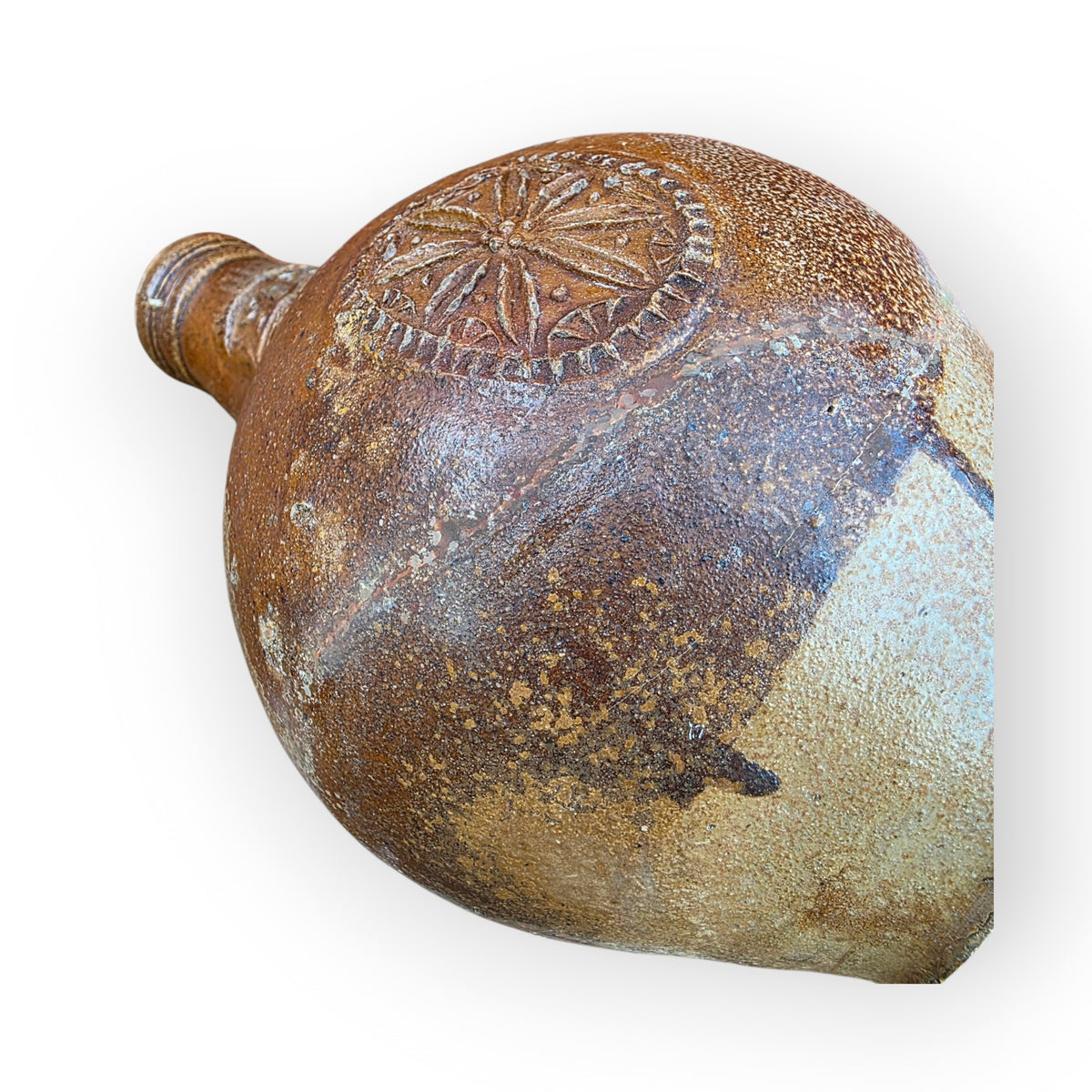 Large 17thC German Antique Bellarmine Jug, Frechen, c.1650–1670 — With Apotropaic Witch Mark