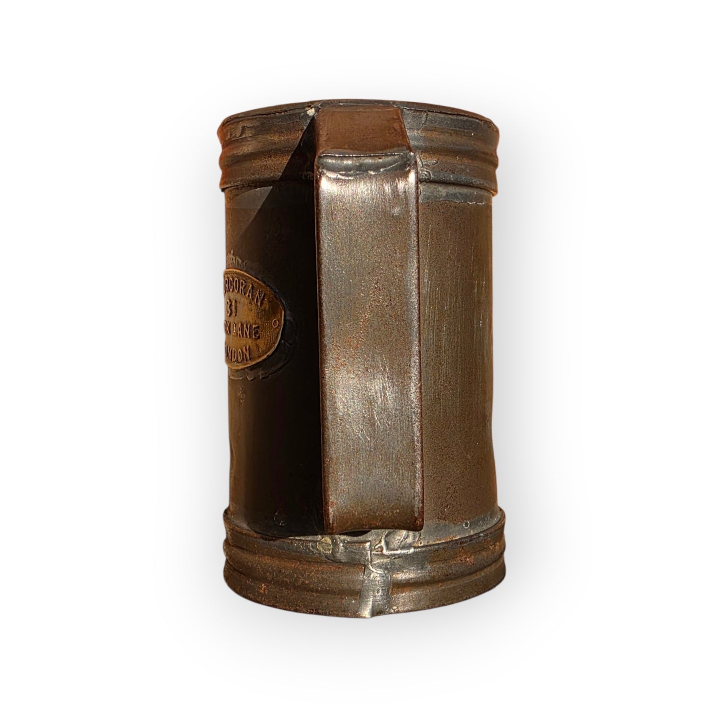 19thC Antique Toleware / Tin Half-Pint Grain / Corn Measure Stamped "Bryan Corcoran Ltd"