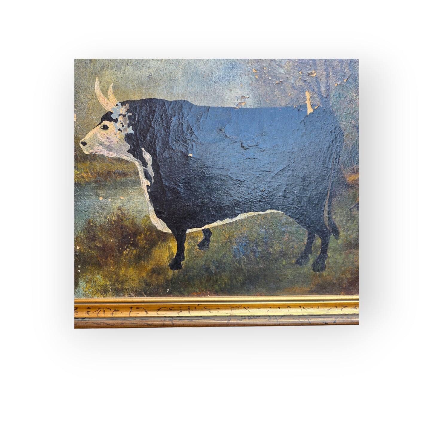 C. Brett — A Naive, Mid-19th Century, English School Antique Study of a Black and White Cow