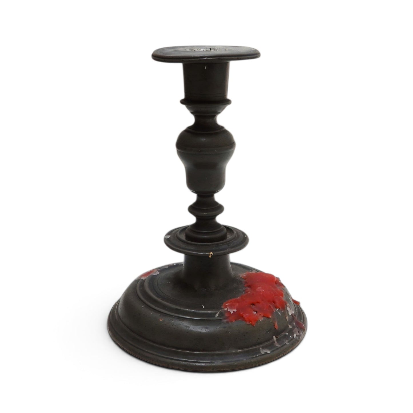 A Late 17th Century / Early 18th Century English Antique Pewter Baluster Candlestick