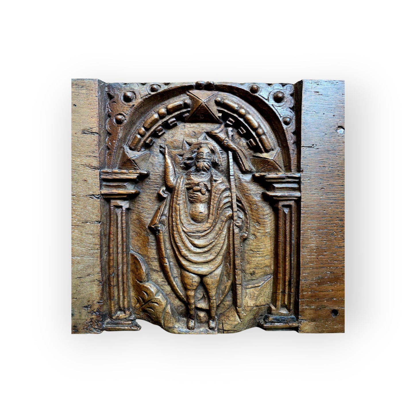 A Rare 16th Century Flemish Carved Oak Double Panel Depicting The Risen Christ & Christ In Majesty, Circa 1550–1600