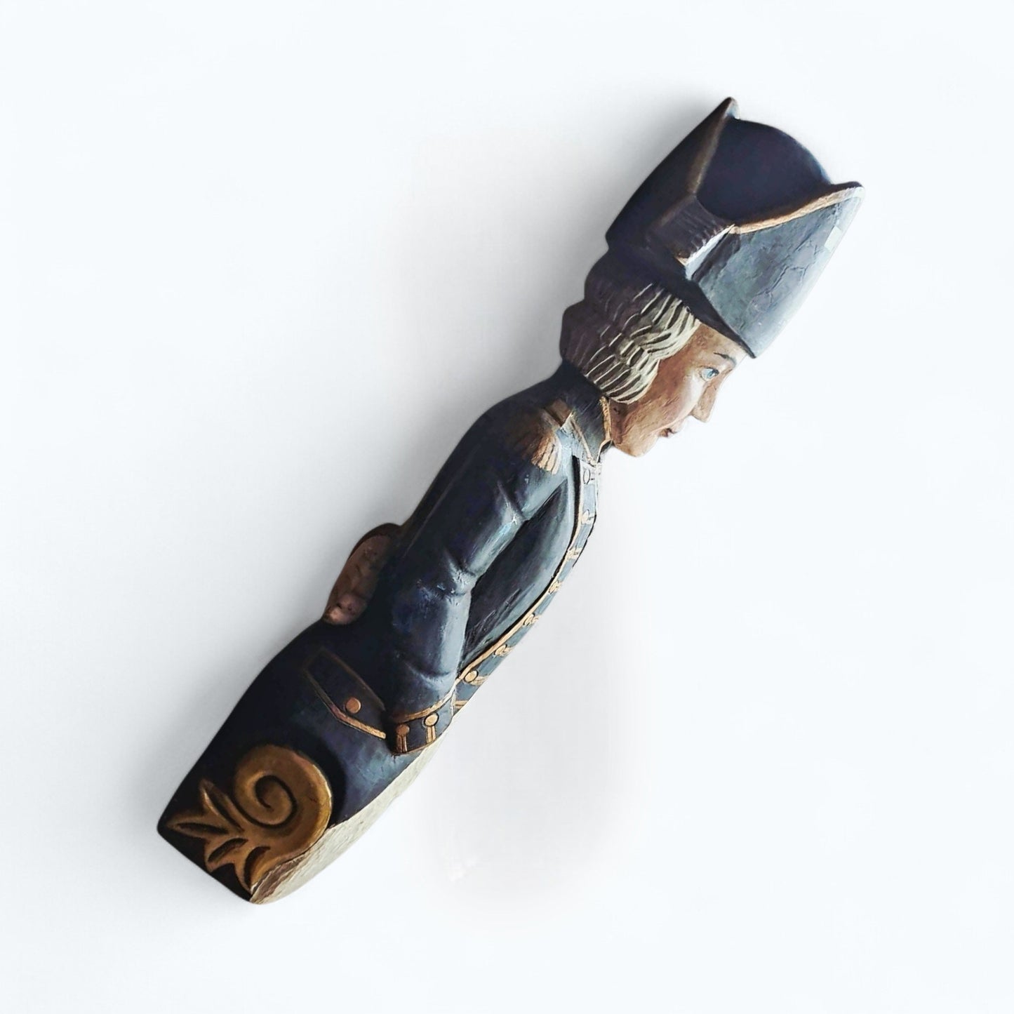 19th-Century English Antique Carved Wooden Ship's Polychromed Figurehead of Lord Nelson