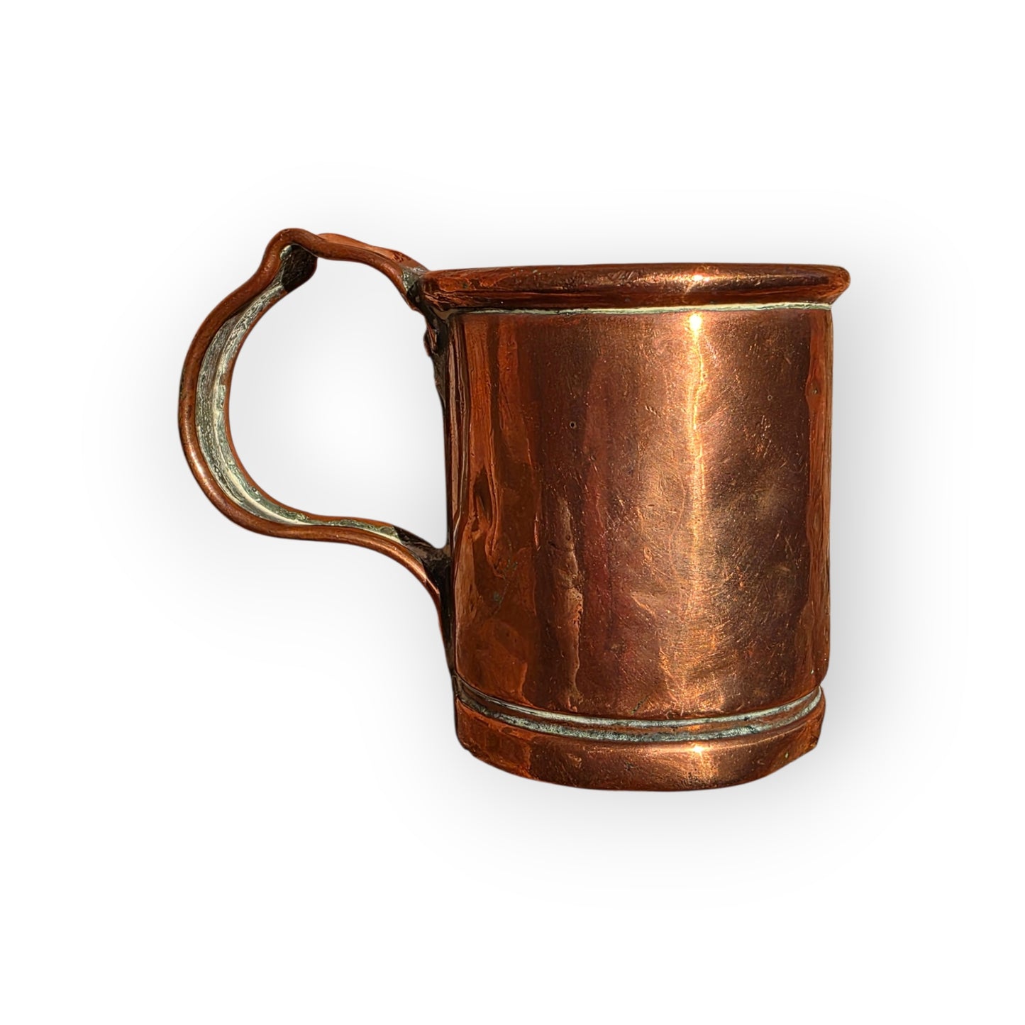 Rare 19th Century Victorian Copper Antique 2/3 Pint Measure with Applied Brass Capacity Plaque