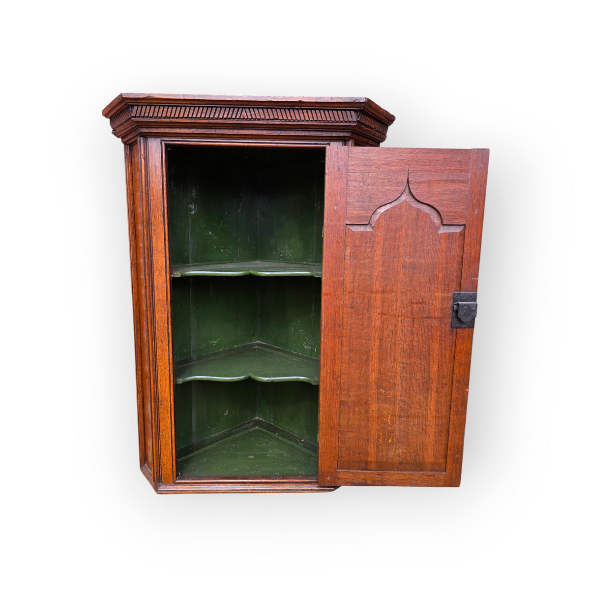 Late 18th-Century George III Antique Oak Hanging Corner Cupboard, Probably Welsh