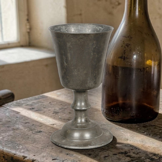 18th-Century English Antique Pewter Chalice