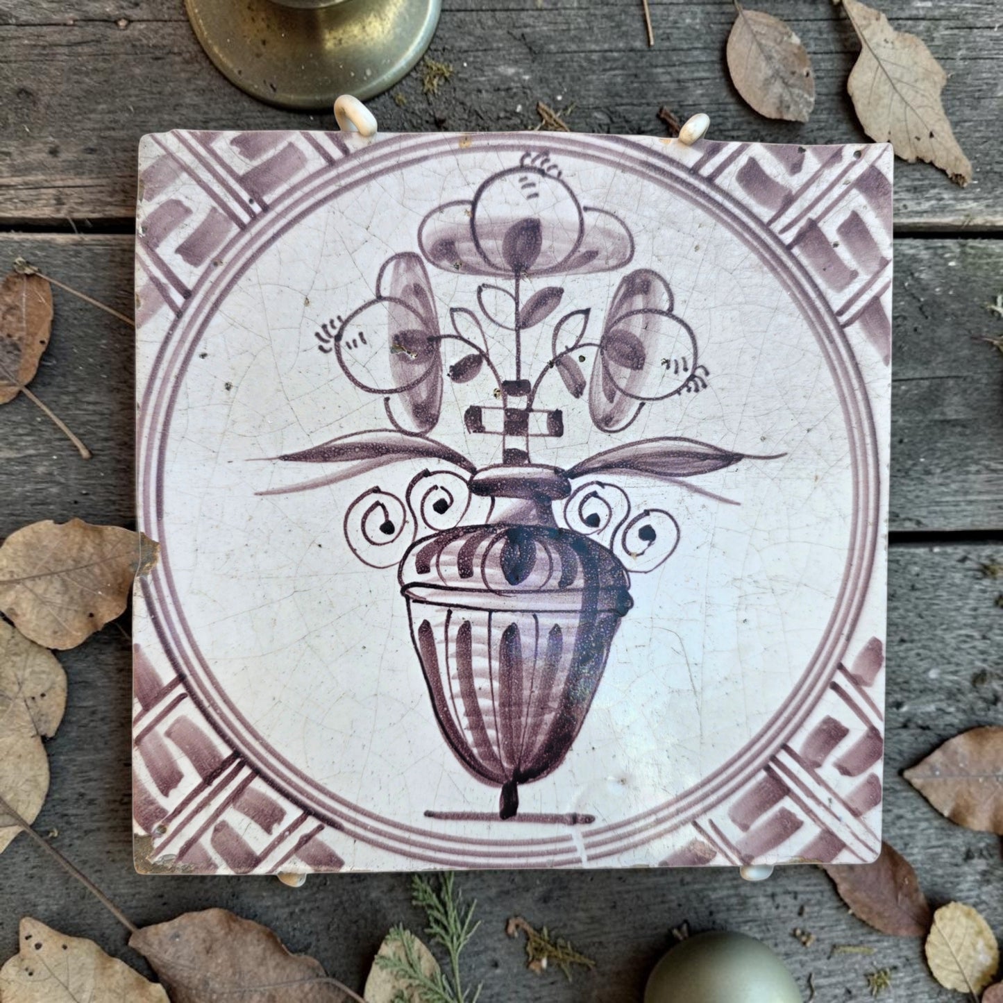 A Dutch Antique Delft Tin-Glazed Earthenware Tile, Early to Mid-18th Century, circa 1720–1760