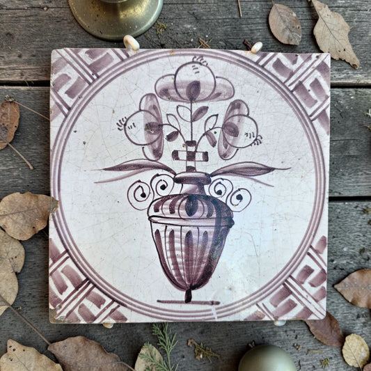 A Dutch Antique Delft Tin-Glazed Earthenware Tile, Early to Mid-18th Century, circa 1720–1760