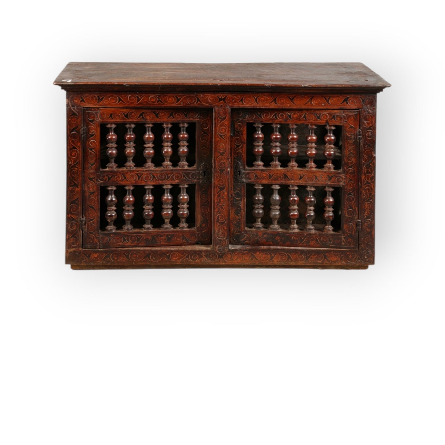 Late 17th Century Charles II English Antique Oak & Inlaid Dole Cupboard, c.1680