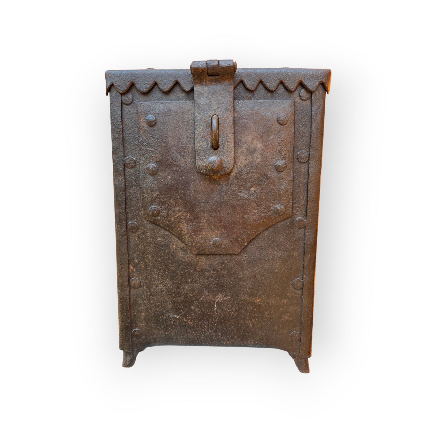 A 17th Century Antique Wrought Iron Alms Box for Wall Mounting, Probably German or Flemish