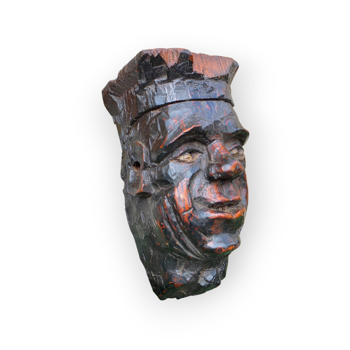 A Late 18th Century Carved Oak Folk Art Head, English, Circa 1780-1800