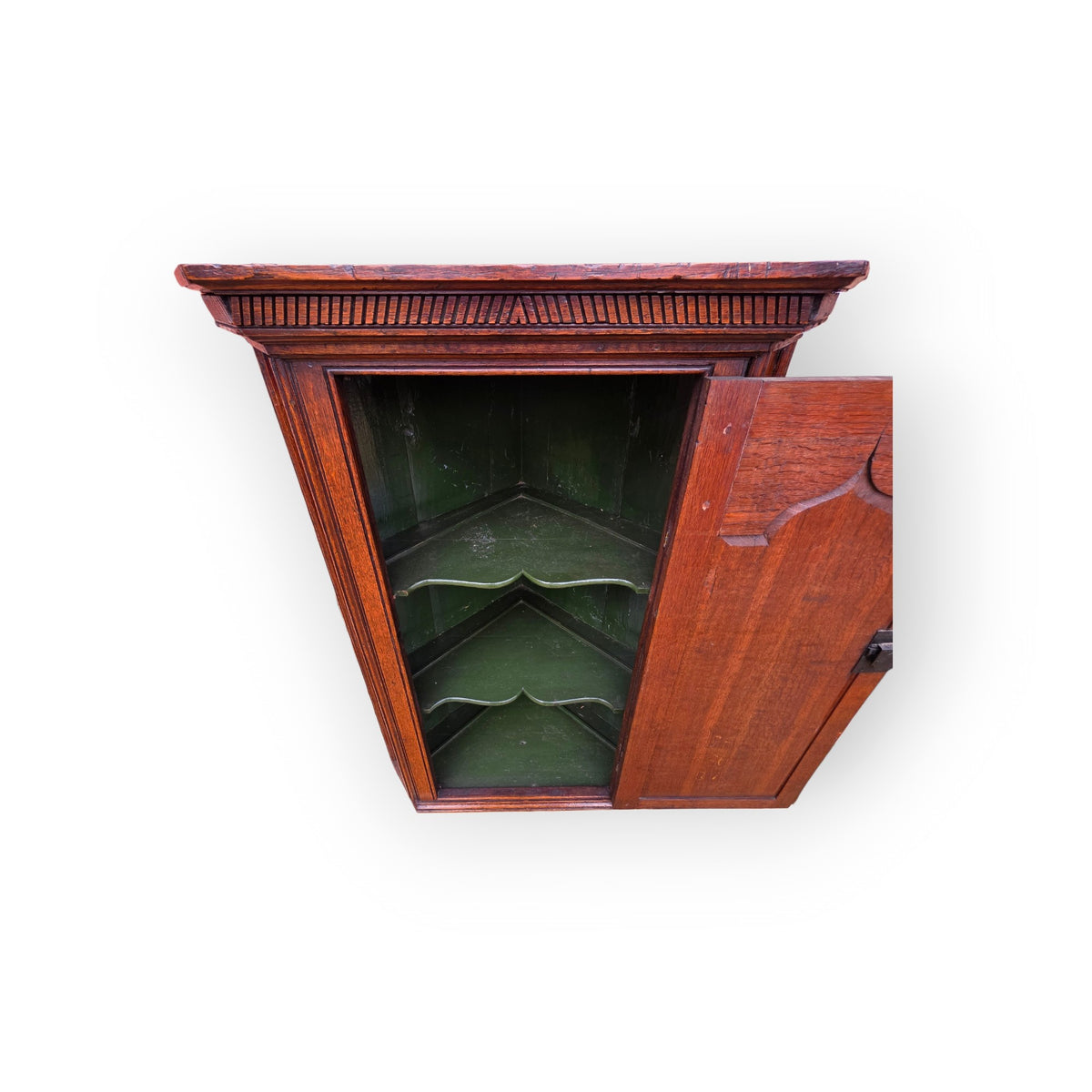 Late 18th-Century George III Antique Oak Hanging Corner Cupboard, Probably Welsh