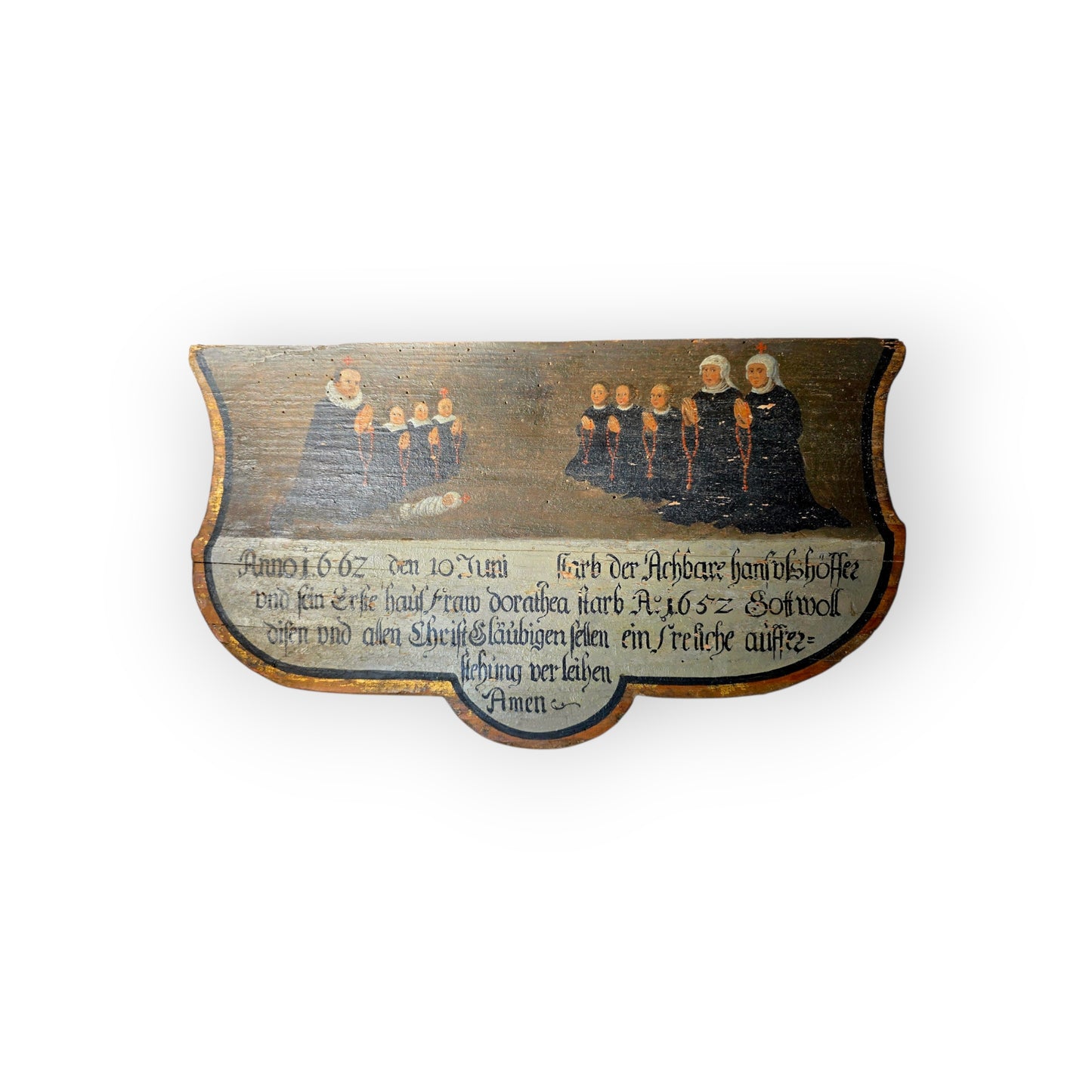 A Rare 17th Century South German Antique Memorial Panel (Totentafel) Dated 1662 — The Ulshöffer Family
