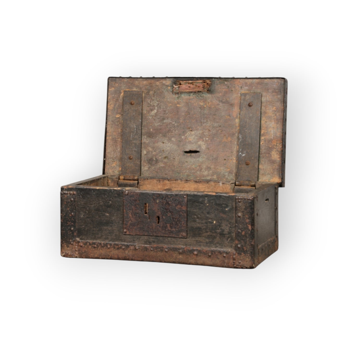 17th Century Antique Iron-Bound Oak Alms Box, circa 1680