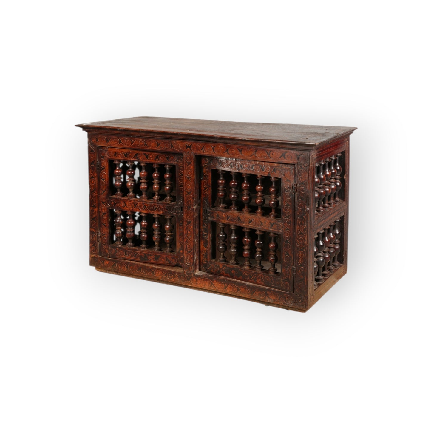 Late 17th Century Charles II English Antique Oak & Inlaid Dole Cupboard, c.1680