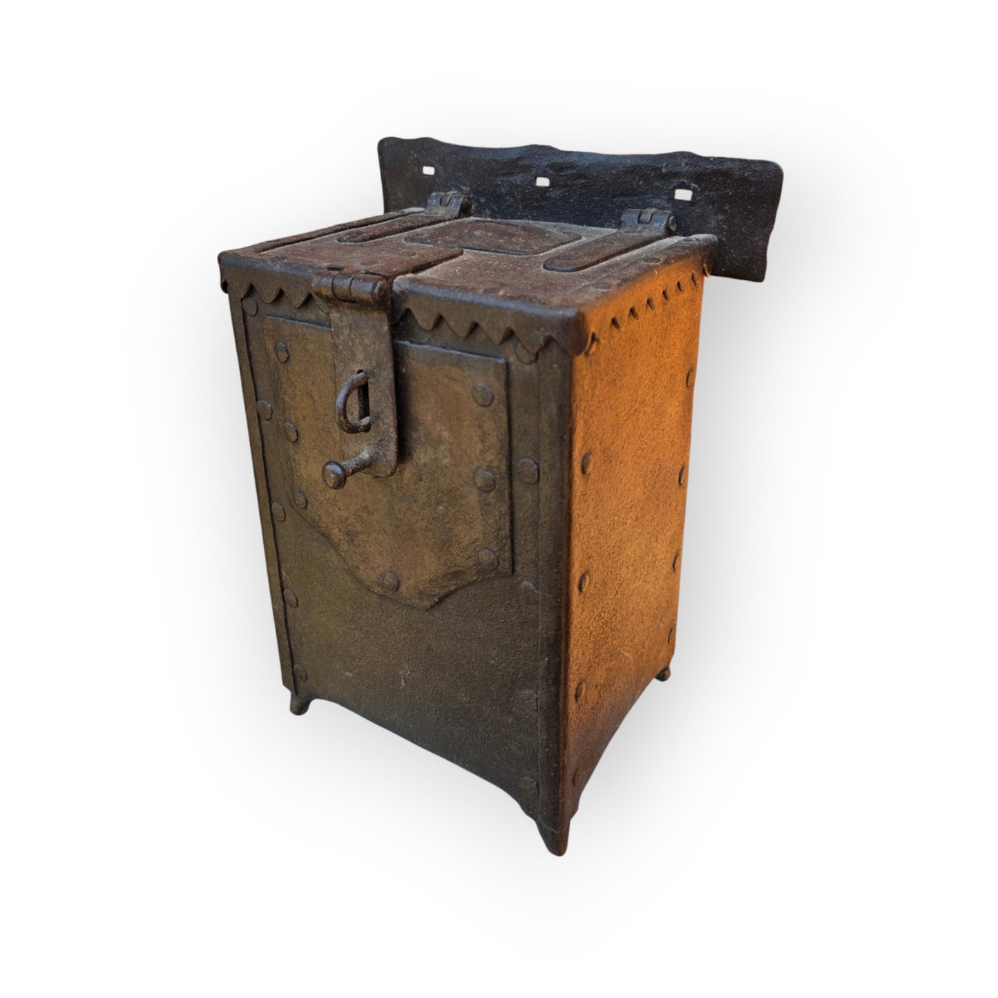 A 17th Century Antique Wrought Iron Alms Box for Wall Mounting, Probably German or Flemish
