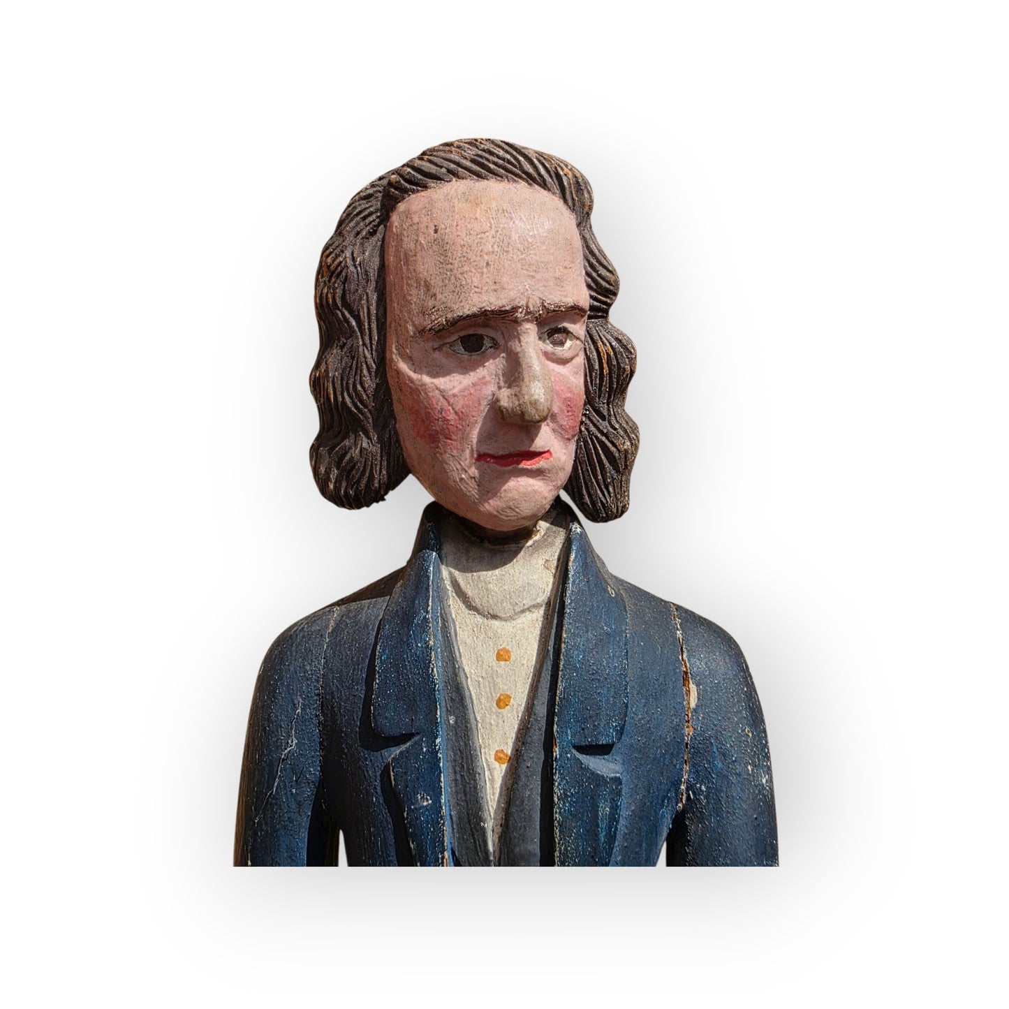 Ex-Levine Collection - A 19th Century American Antique Folk Art Carved Figure of a Georgian Gentleman Colonist