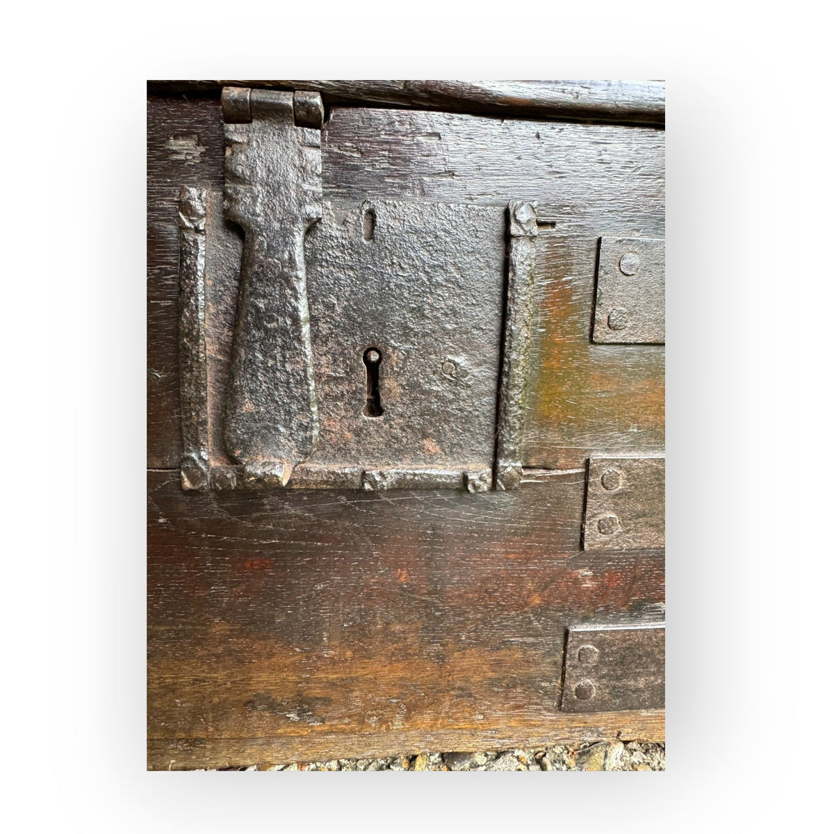 Early 17th Century Antique Oak & Iron Strong Box With Twin Locks