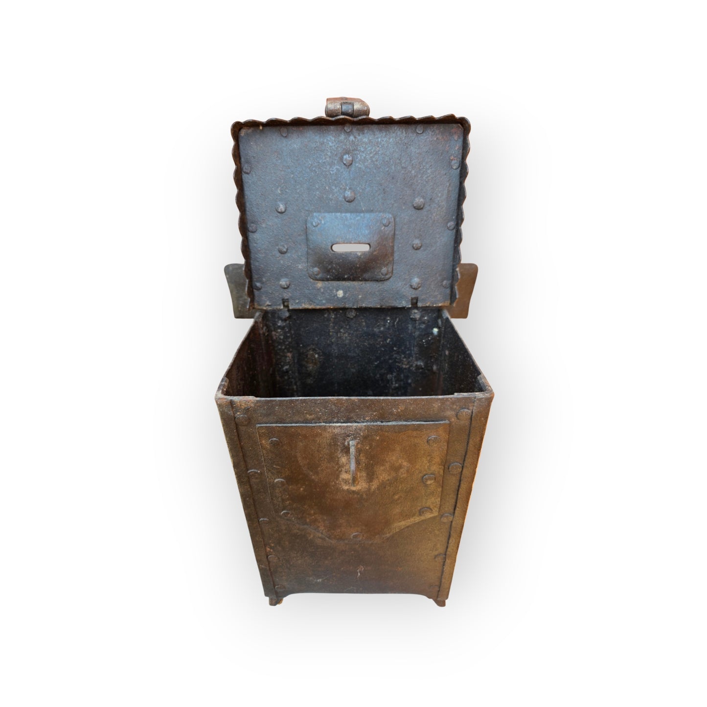 A 17th Century Antique Wrought Iron Alms Box for Wall Mounting, Probably German or Flemish
