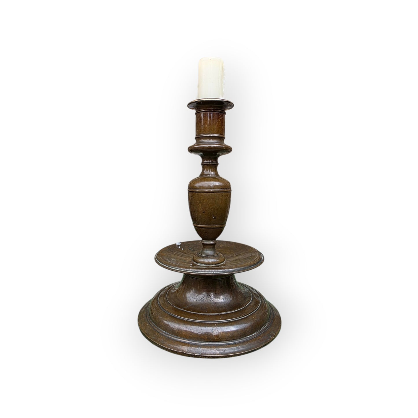 Early 17th-Century Antique Brass Nuremberg-Made Candlestick, circa. 1600-1620