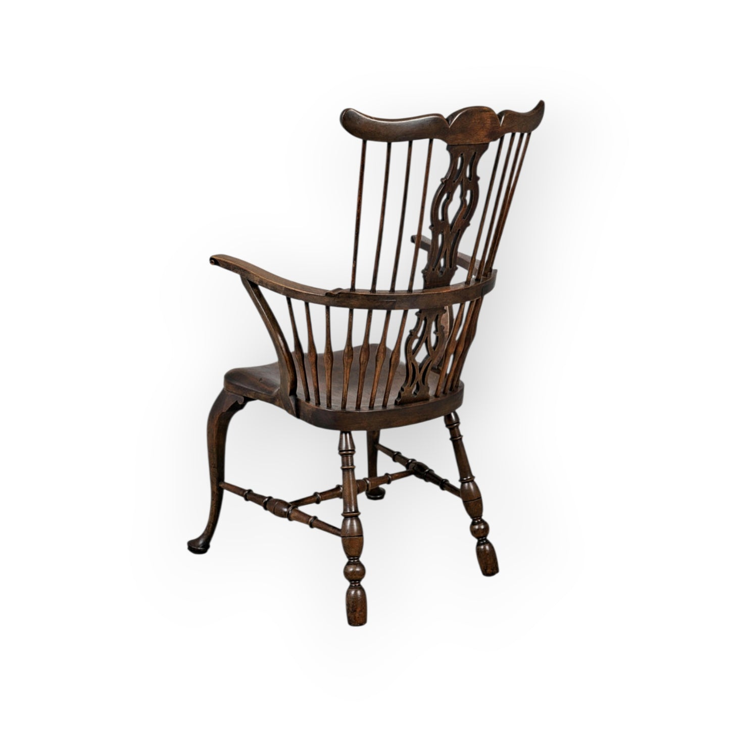 Georgian Style English Antique Splat-Back Windsor Armchair
