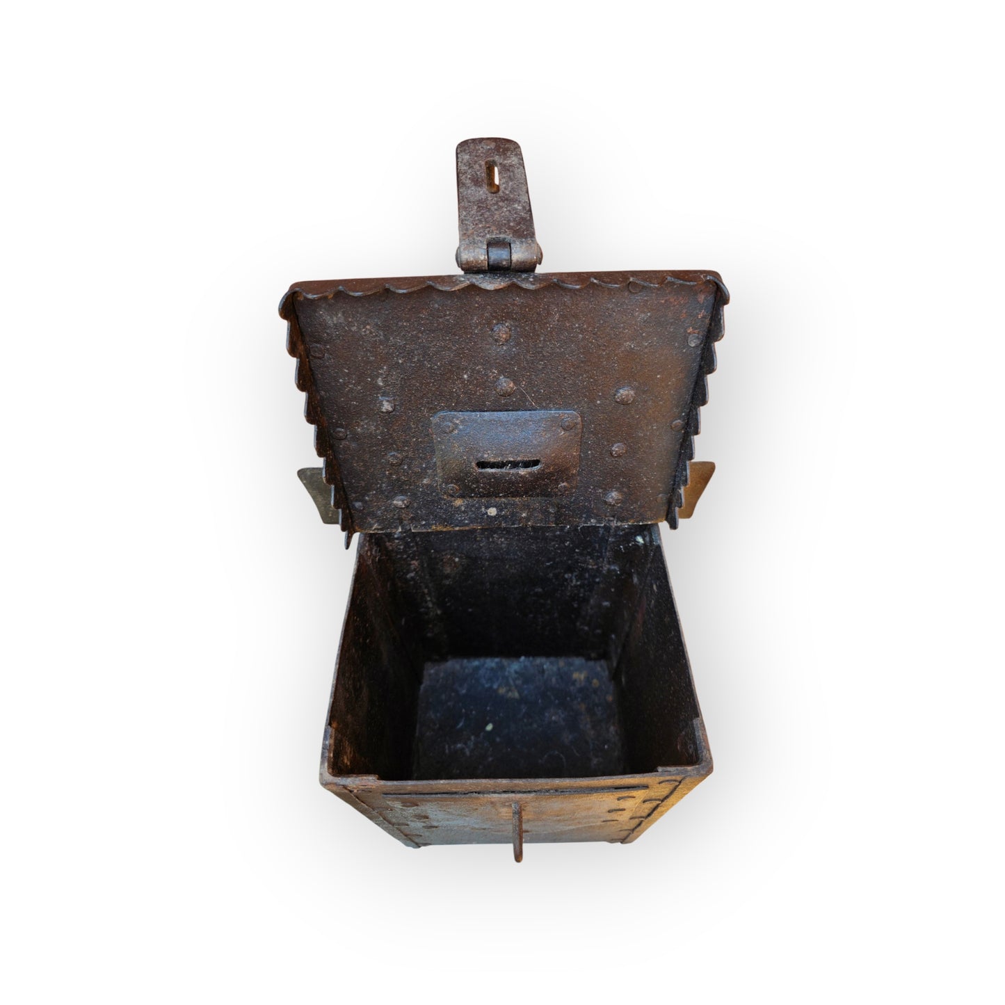 A 17th Century Antique Wrought Iron Alms Box for Wall Mounting, Probably German or Flemish