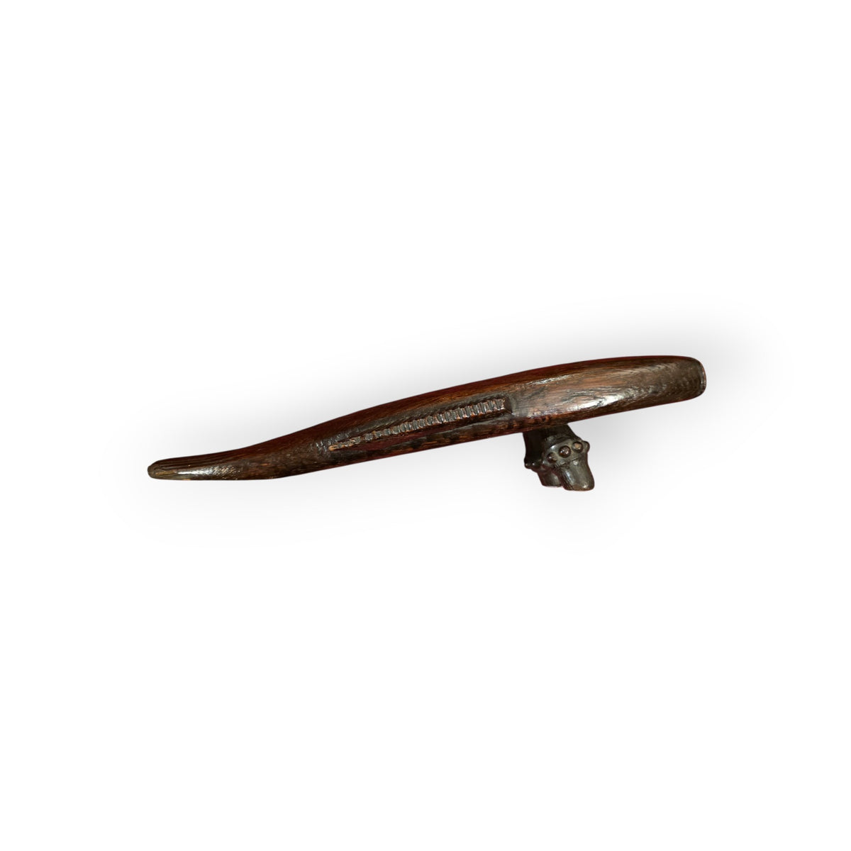 Rare 19th-Century English Antque Folk Art Carved Treen Boot Jack | Fish-Form Treen Love Token (Dated 1873)