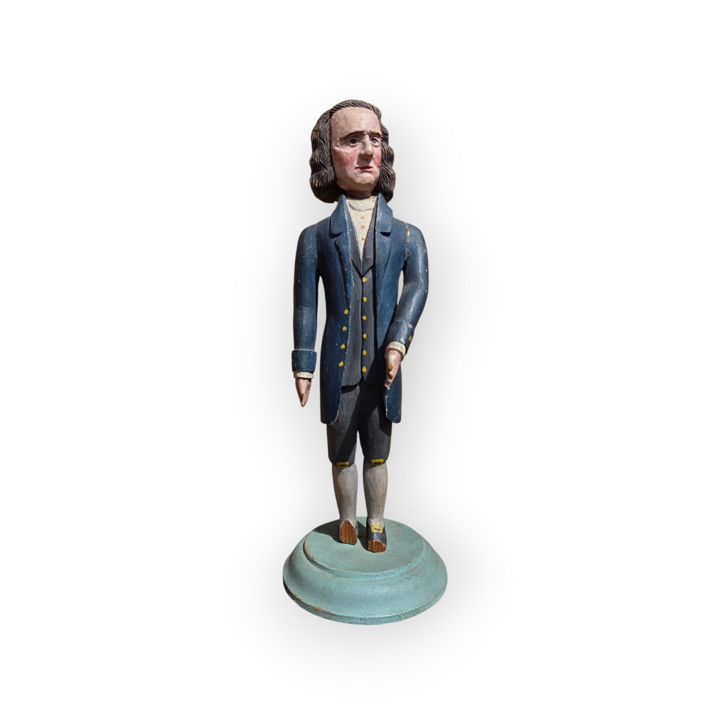 Ex-Levine Collection - A 19th Century American Antique Folk Art Carved Figure of a Georgian Gentleman Colonist