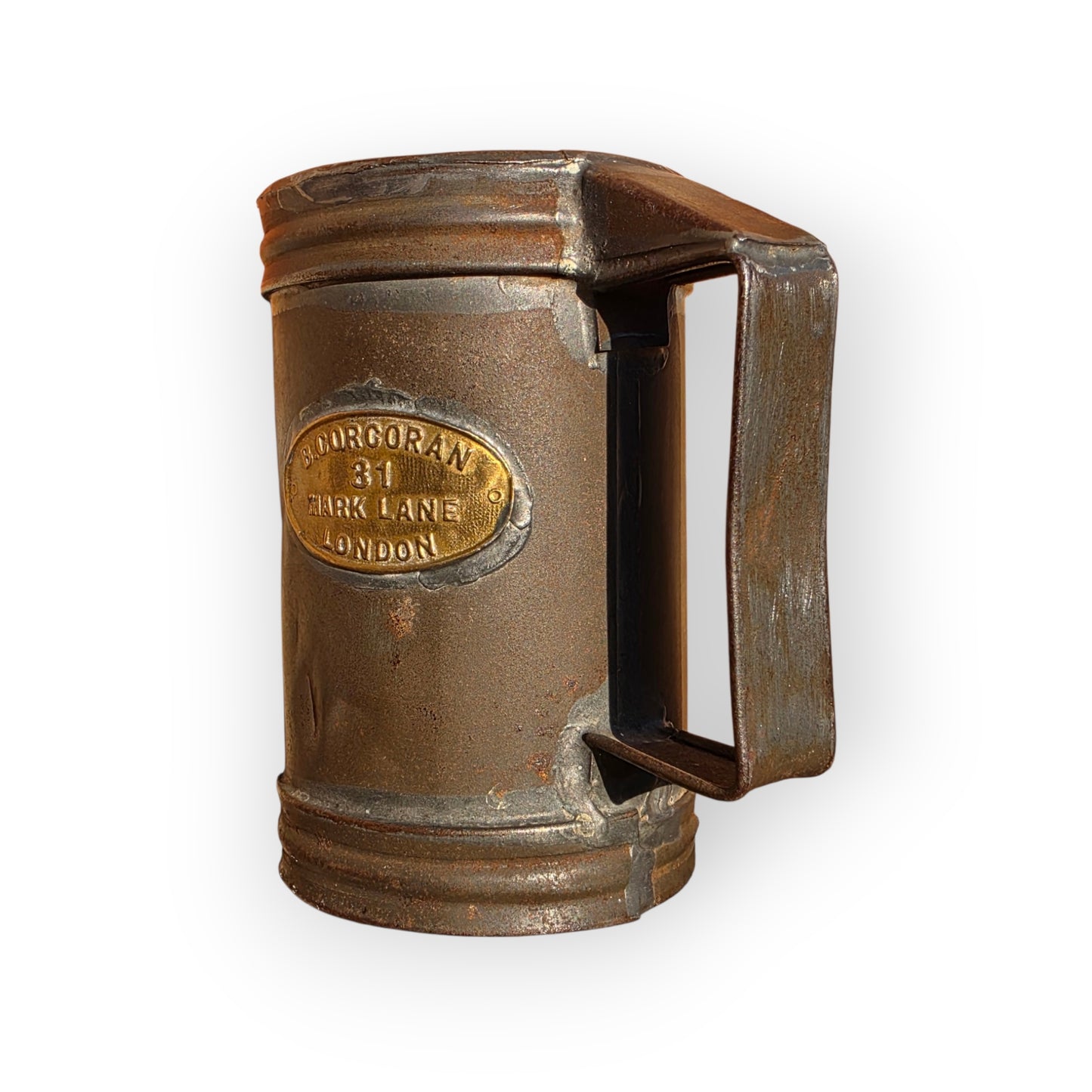 19thC Antique Toleware / Tin Half-Pint Grain / Corn Measure Stamped "Bryan Corcoran Ltd"