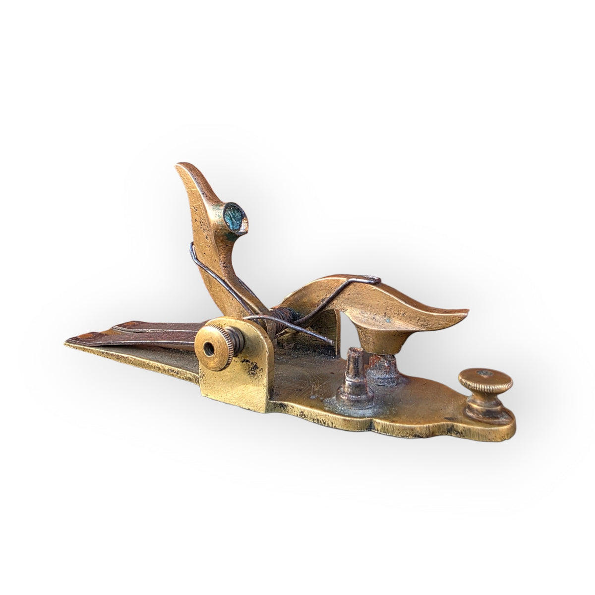 A Rare 19th Century Antique Brass and Steel Percussion-Cap Door Wedge Alarm, Circa 1840-1880