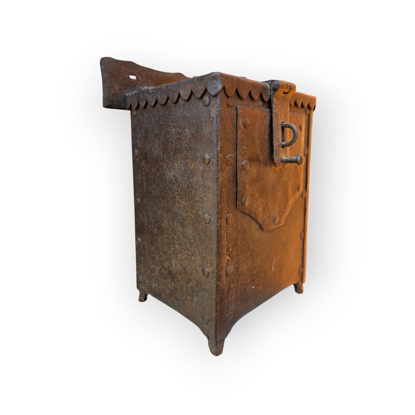 A 17th Century Antique Wrought Iron Alms Box for Wall Mounting, Probably German or Flemish