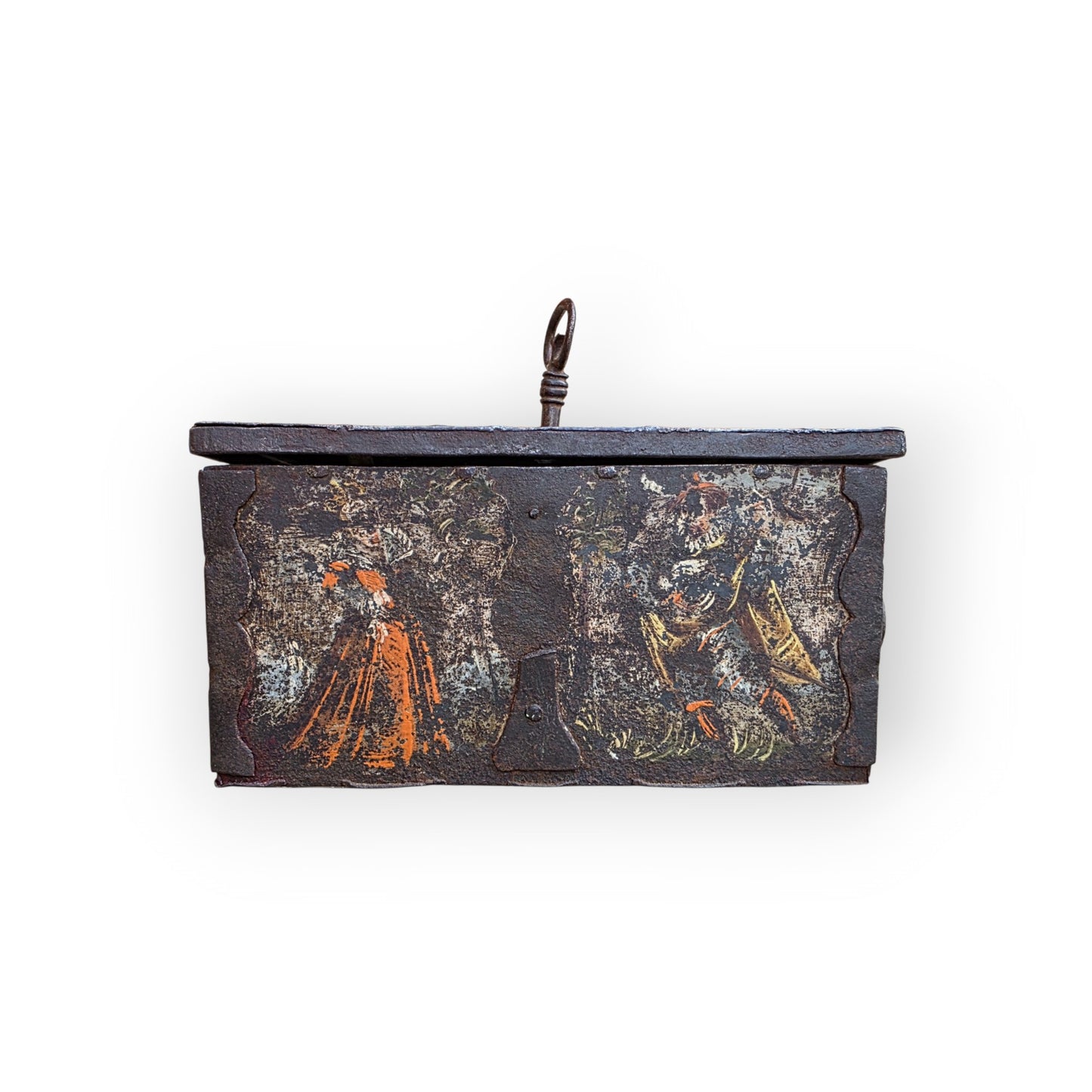 Front view of the Nuremberg iron casket against a plain background