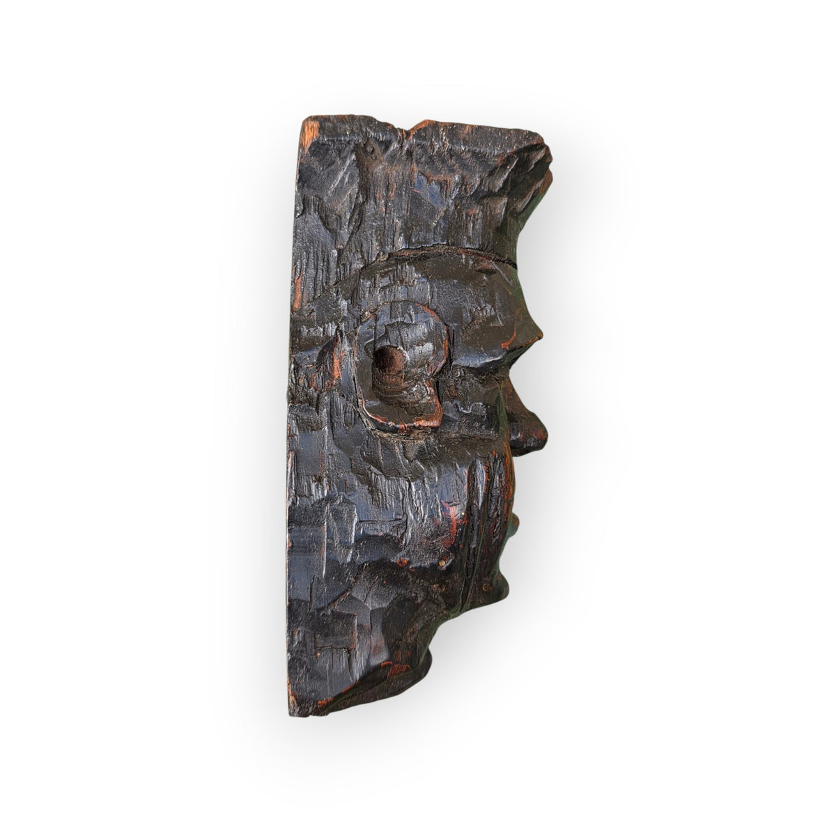 A Late 18th Century Carved Oak Folk Art Head, English, Circa 1780-1800