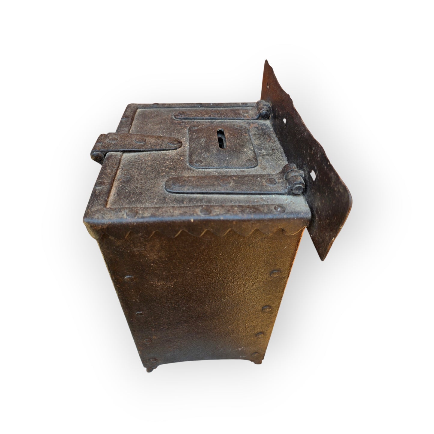 A 17th Century Antique Wrought Iron Alms Box for Wall Mounting, Probably German or Flemish