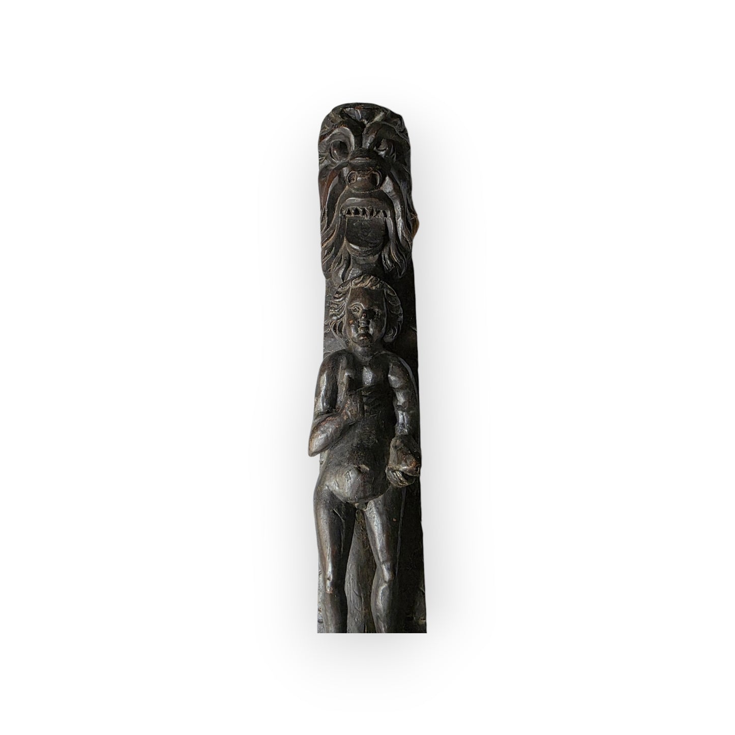 Mid 17th-Century Antique Carved Walnut Term / Appliqué of Elongated Form