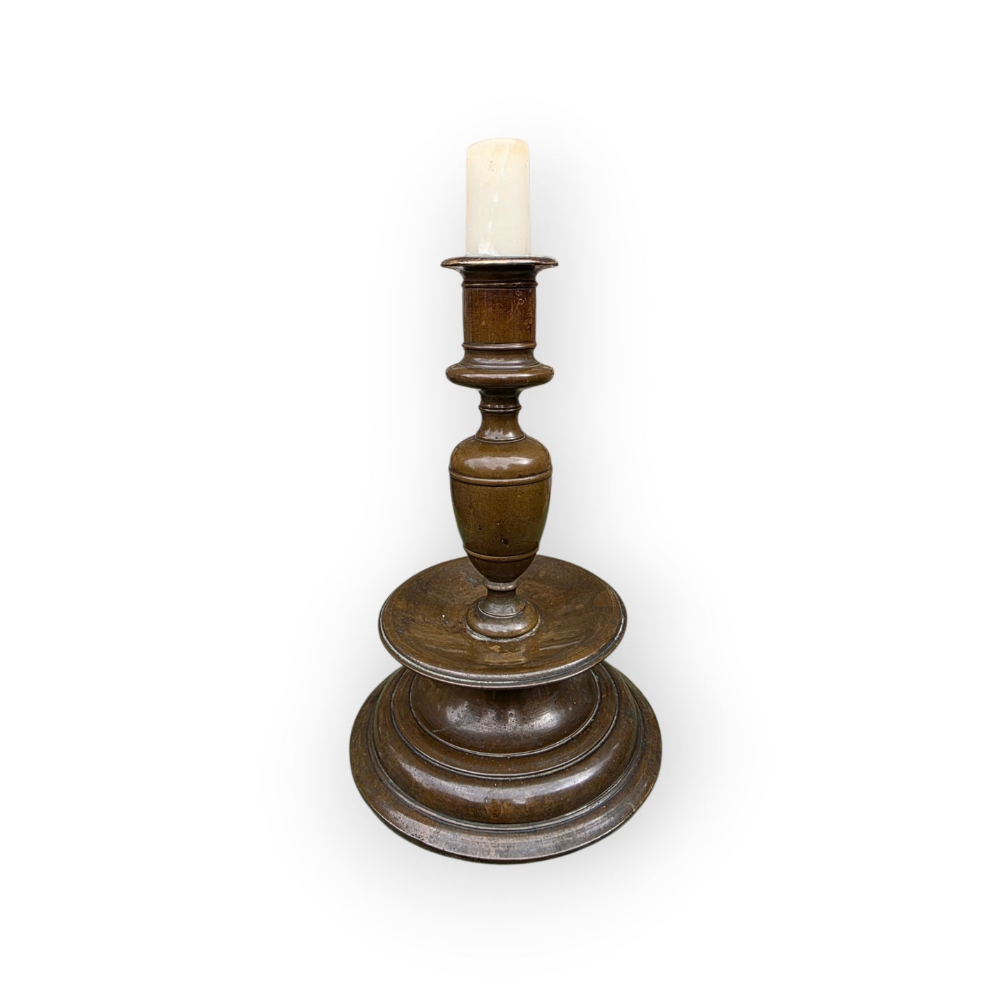 Early 17th-Century Antique Brass Nuremberg-Made Candlestick, circa. 1600-1620
