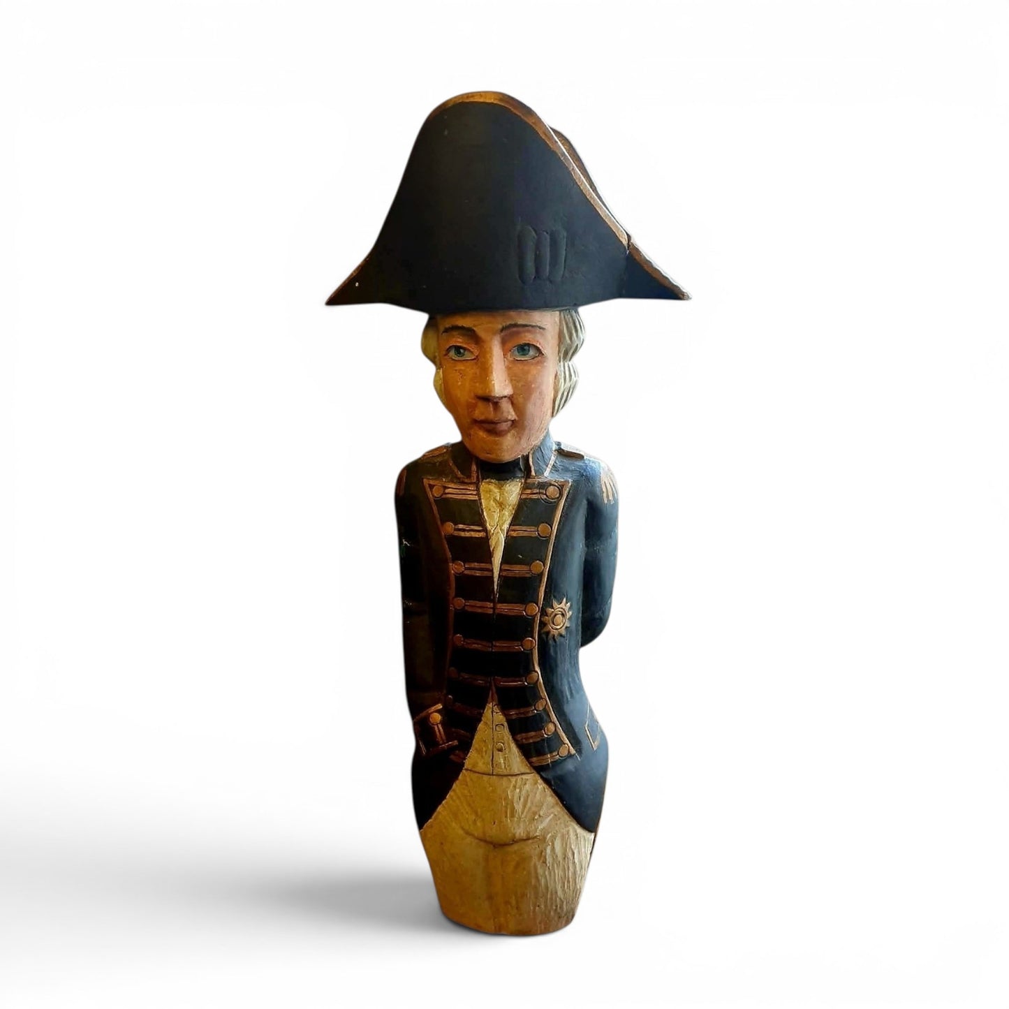 19th-Century English Antique Carved Wooden Ship's Polychromed Figurehead of Lord Nelson