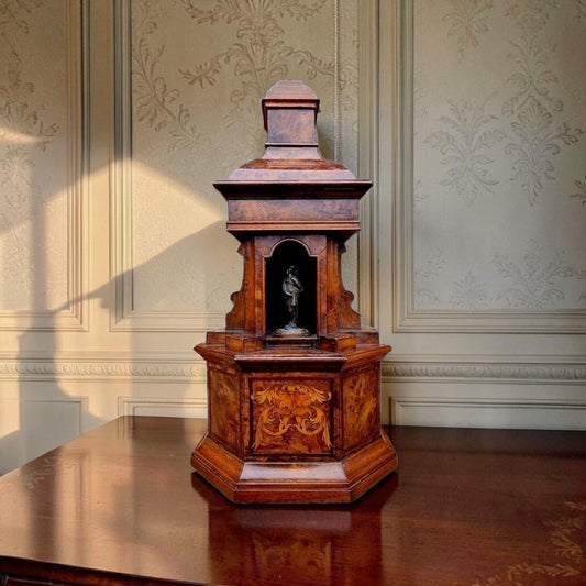 An 18th Century Italian Antique Walnut Architectural Model of a Roman Temple with Bronze Venus, Grand Tour Interest
