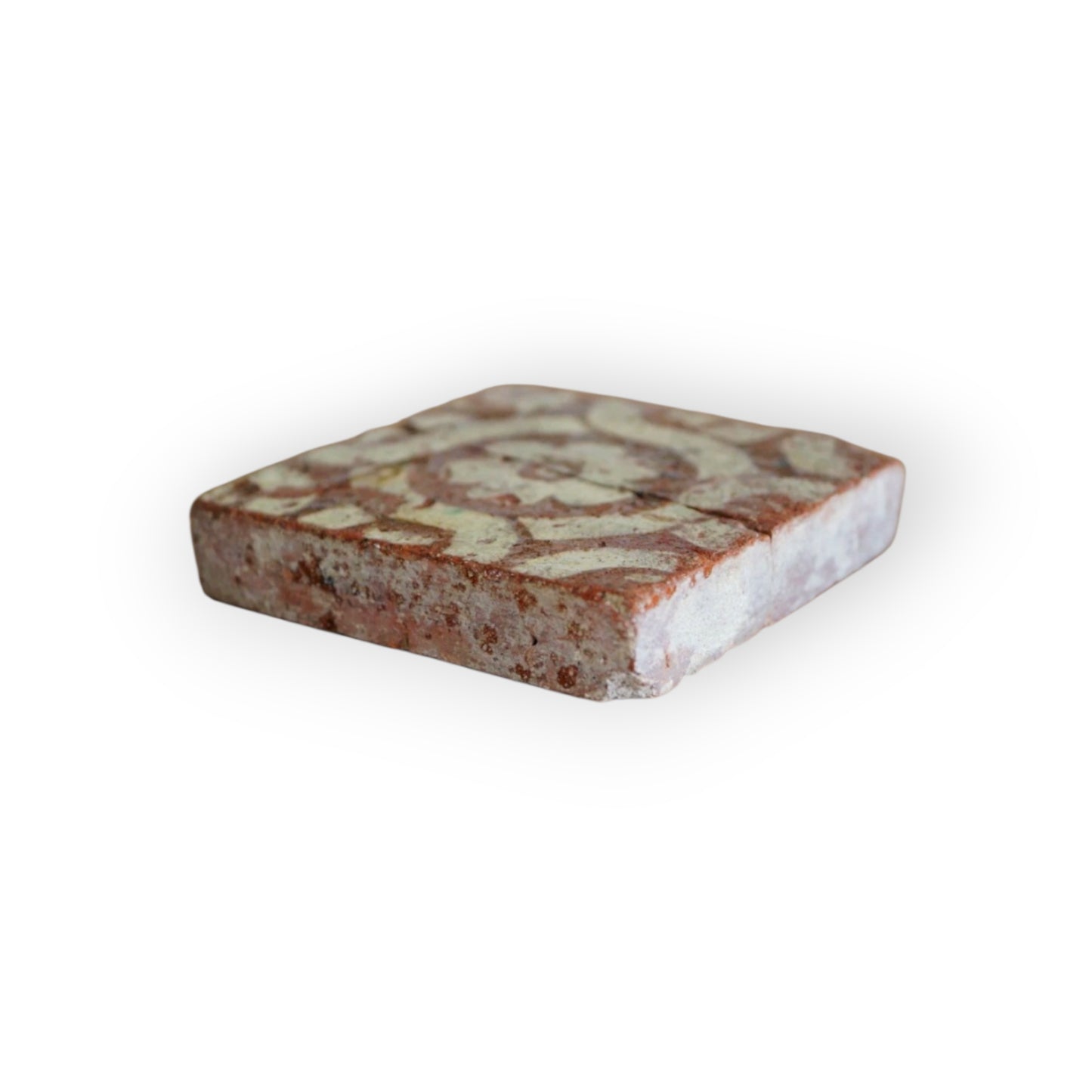 A Rare 15th Century French Antique Encaustic Floor Tile (Carreau de Pavement), Varengeville, Normandy — Ex-Collection of Henri Carnet