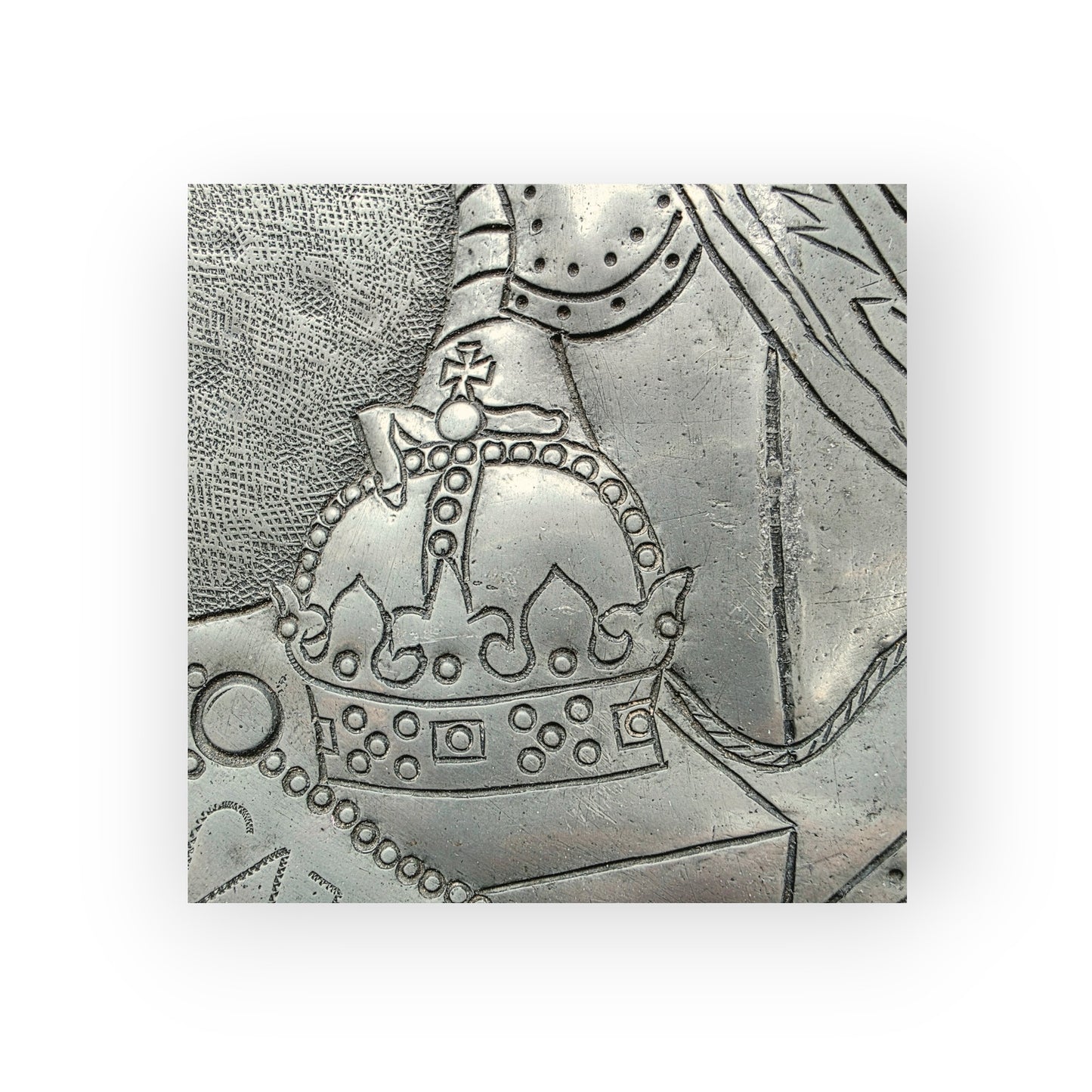 Rare Pair of 17th-Century Antique Pewter Chargers Depicting King Charles I & Henrietta Maria
