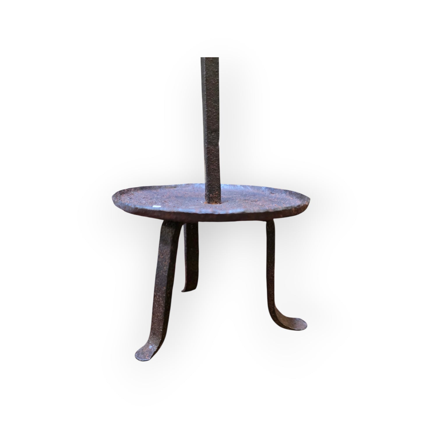 An 18th-Century English Antique Iron Tripod-Base Candleholder / Candlestick